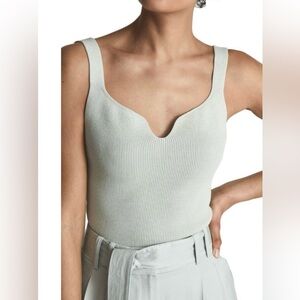 Reiss Green Fitted Ribbed Tank Top